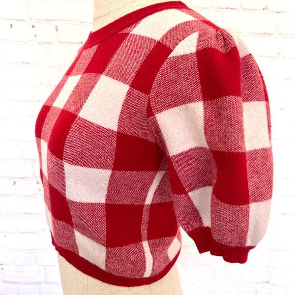 Wild Honey - Gingham Print - Red & White Crop Sweater Top - Size Medium - Picture 3 of 5
